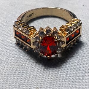 Royal Majestic 14K Yellow Gold Red Ruby & Diamond Ring  2.08 Carat